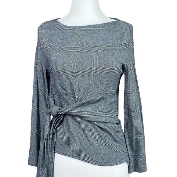 ZARA Women’s Houndstooth Tie Side Top Size - Picture 1 of 7